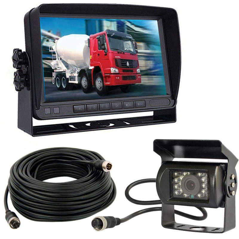 12V-24V véhicule Système de caméra de recul 17,8cm TFT LCD HD Moniteur avec Pare-Soleil + 4Pin étanche Recul 18LED Vision de Nui 12V-24V véhicule Système de caméra de recul 17,8cm TFT LCD HD Moniteur avec Pare-Soleil + 4Pin étanche Recul 18LED Vision de Nui