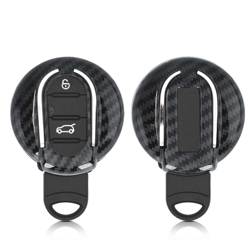 kwmobile Accessoire Clé de Voiture Compatible avec Mini Smart Key 3-Bouton - Coque de Protection en Plastique Rigide Carbone Noi kwmobile Accessoire Clé de Voiture Compatible avec Mini Smart Key 3-Bouton - Coque de Protection en Plastique Rigide Carbone Noi