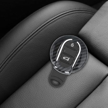 kwmobile Accessoire Clé de Voiture Compatible avec Mini Smart Key 3-Bouton - Coque de Protection en Plastique Rigide Carbone Noi