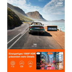 VANTRUE E1 Lite 1080P Mini WiFi GPS Dashcam Avant Voiture avec HDR, Contrôle APP & Commande Vocale en Anglais, Surveillance du S