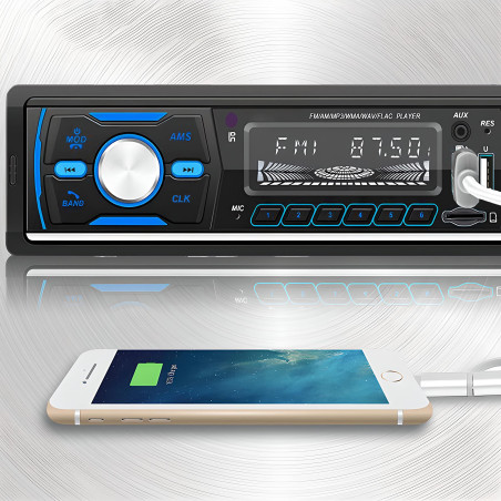 Retoo Autoradio Bluetooth 5.1, Lecture de fichiers MP3, écran 2,4", 6 Couleurs de rétroéclairage, Heure Visible à l'écran, Entré