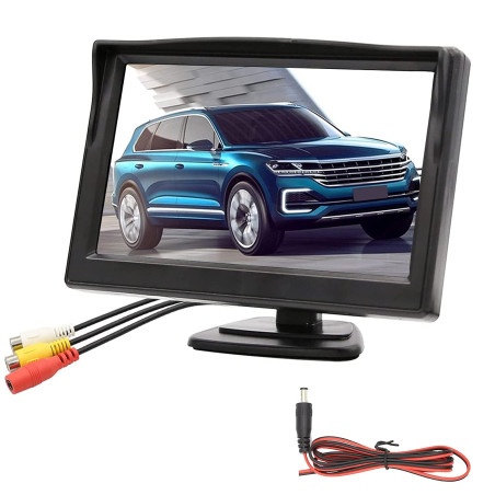 OBEST Écrans LCD 5.0 Pouces De Caméra De Recul,Moniteur Deux Modes AV,Écrans de rétroviseurs Convient pour Voiture, Camions,Auto