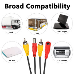 Vidéo cable rallonge rca jack câble + DC d'alimentation 2.1x5.5mm plug 2-in-1 pour recul voiture prise phono connecteur caméra m