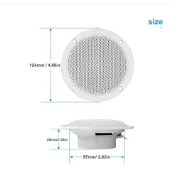 Herdio 10,2 cm 160 W Haut-parleurs de Plafond Marins étanches Adéquation pour Cuisine, Salle de Bain, Bateau, Voiture, Moto – 1 