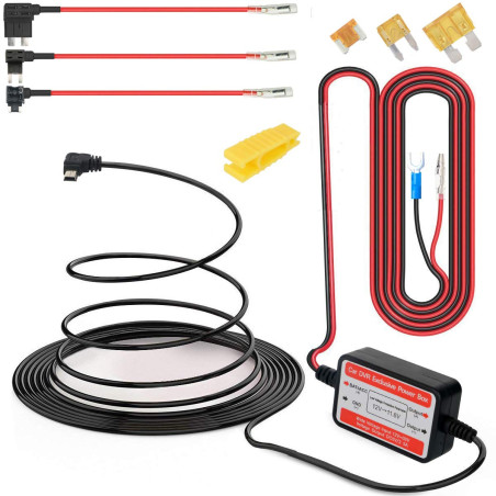 Gebildet Dash Cam Hardwire Kit Mini USB Câble Rigide Kit de Voiture Câble DC 12V- 24V à 5V Compatible avec Les Capteurs de Table