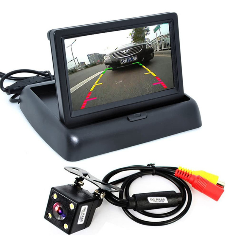 ePathChina 1 ensemble pliable haute résolution 4,3 pouces TFT LCD Mini moniteur de voiture avec vue arrière caméra de recul pour ePathChina 1 ensemble pliable haute résolution 4,3 pouces TFT LCD Mini moniteur de voiture avec vue arrière caméra de recul pour