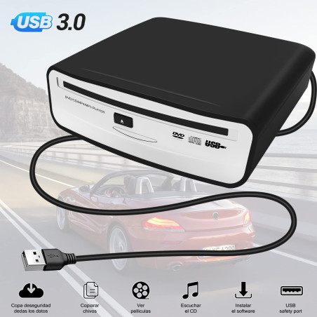 Fayrimi Interface USB 2.0 Autoradio CD/DVD Dish Box Player StéRéO Externe pour Android