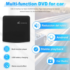 Fayrimi Interface USB 2.0 Autoradio CD/DVD Dish Box Player StéRéO Externe pour Android