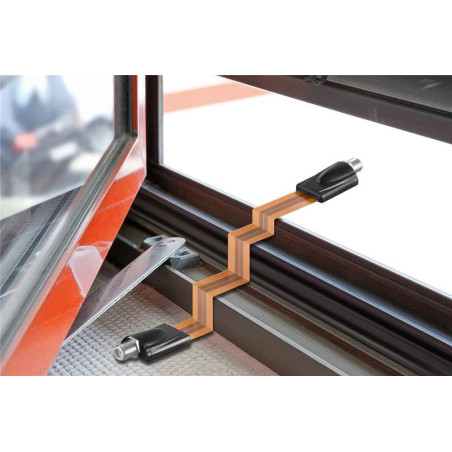 Goobay 11953 Câble Passe Fenêtre SAT, Extrêmement Plat, 0.3mm Diamètre de la Gaine, 0.2m Câble Longueur