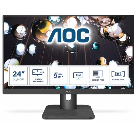 AOC Écran 24E1Q 60,4 cm (23,8 pouces) (HDMI, dalle IPS, temps de réponse de 4 ms, DisplayPort, 60 Hz, 1920x1080) noir