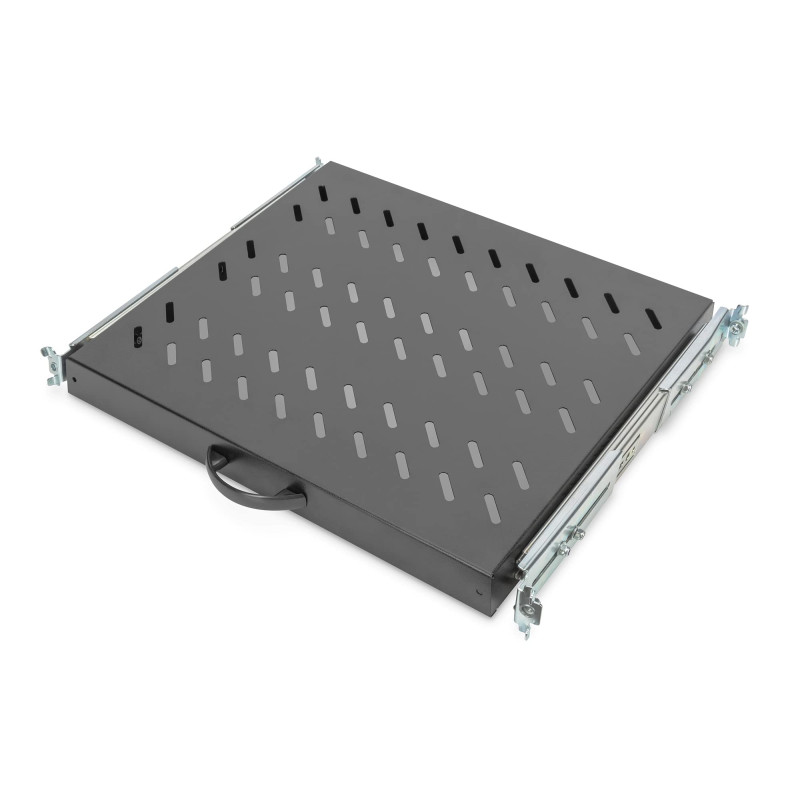 DIGITUS Étagère extensible - 19 pouces - 1UH - Fixation avant & arrière - Charge 25 kg - Pour armoires réseau et baies serveurs 