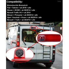 Berlingan Compatible avec Caméra de Feux Stop Talento NV300 Trafic III Primastar/Vauchall Vivaro, si Applicable.