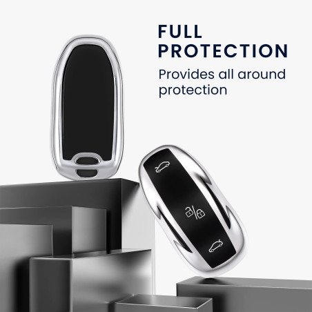 kwmobile Boitier Clef Voiture Compatible avec Tesla Model S/Model Y/Model 3 - Coque en Silicone de Clef de Voiture - Étui de Pro