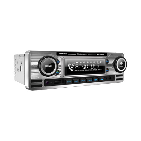 Caliber Autoradio Bluetooth - RMD-120BT - Autoradio Voiture USB - Auto Radio FM - 1 DIN - Radio Vintage Design - Chrome
