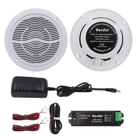 Herdio 6,5 Pouces 2 Voies 120 Watts Haut-parleurs de Plafond Marins étanches, Parfaits pour la Cuisine de Salle de Bain de Batea