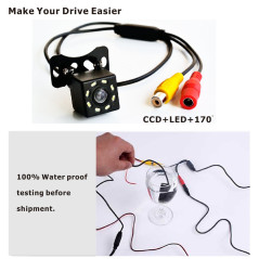 EZoneTronics Caméra de recul avec Super Vision Nocturne IP68 Caméra de recul étanche pour Voiture 170 ° Grand Angle 8 LED Caméra