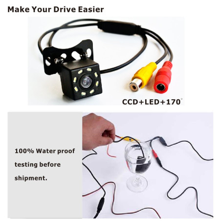 EZoneTronics Caméra de recul avec Super Vision Nocturne IP68 Caméra de recul étanche pour Voiture 170 ° Grand Angle 8 LED Caméra