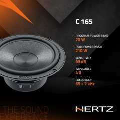 Hertz C 165 – Paire de woofers 165 mm avec cône SPP-M Papier Semi-pressé et Aimant ferrite Haute densité, pour Audio Voiture Hau