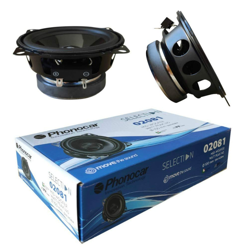 2 Haut-parleurs Compatible avec PHONOCAR SELECTION 02081 woofer 10,00 cm 100 mm 4" de diamètre 50 Watt rms 140 Watt Max 4 ohm 90 2 Haut-parleurs Compatible avec PHONOCAR SELECTION 02081 woofer 10,00 cm 100 mm 4" de diamètre 50 Watt rms 140 Watt Max 4 ohm 90