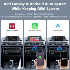 Road Top CarPlay sans Fil Android Auto Interface pour BMW 1 2 3 5 7 X1 X2 X3 X4 X5 X6 Série F20 F30 2012-2016 avec NBT système, 