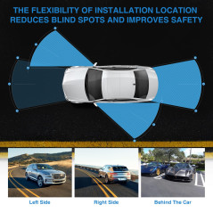 PARKVISION Caméra de recul caméra latérale caméra Avant de Voiture avec Objectif Rotatif, Montage collé, Fonction Image inversée