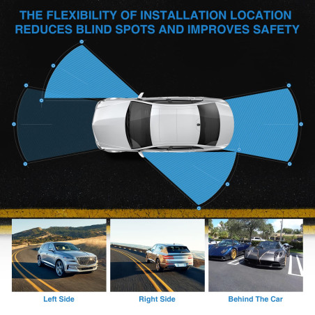 PARKVISION Caméra de recul caméra latérale caméra Avant de Voiture avec Objectif Rotatif, Montage collé, Fonction Image inversée