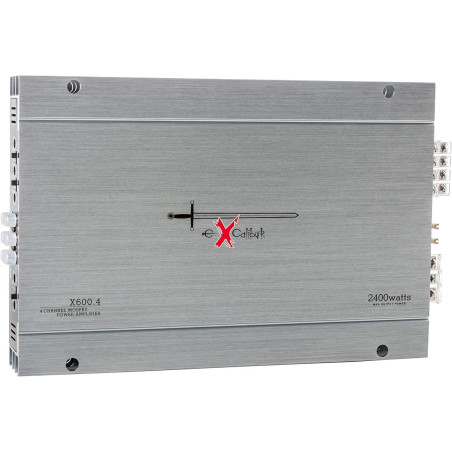 Excalibur X600-4 Amplificateur Auto 4 Canaux 2400W Max 4×60W RMS 4 Ohm stable 2 Ohm réponse 20Hz–20kHz filtre high/low pass vari