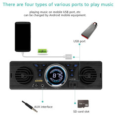 DONGMAO 1 din AV252 Autoradio Bluetooth Mains Libres stéréo FM intégré 2 Haut-parleurs Prend en Charge la Lecture Audio USB SD A