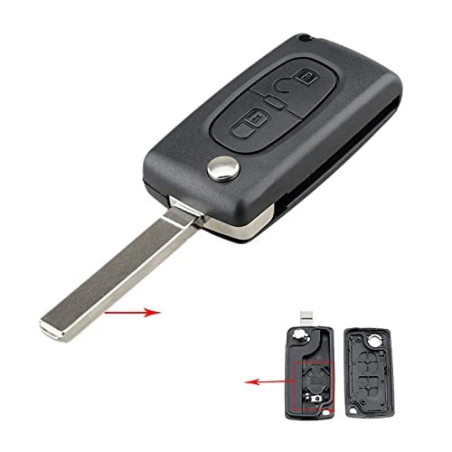 Clé de Voiture à Distance Flip pour Peugeot 207 307 308 407 607 807 2/3/4 Boutons HU83/VA2 pour citroën C2 C3 C4 C5 C6 Coque de 