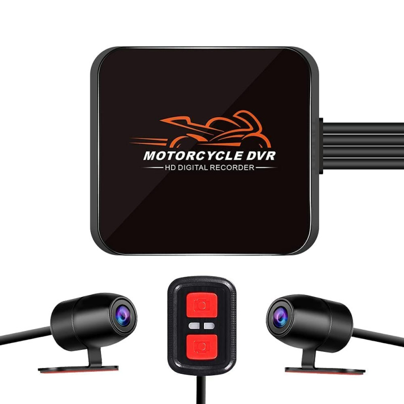 Caméra de Tableau de Bord pour Moto Objectif Grand Angle 130 °, Double caméra 1080p Avant et Arri