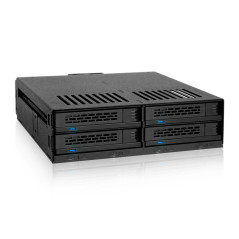 Icy Dock Rack Mobile/backplane Cage/boitier de Rack pour 4 x SSD/HDD 2.5" SATA/SAS Hot Swap dans 1 Baie de 5.25" (Installation s