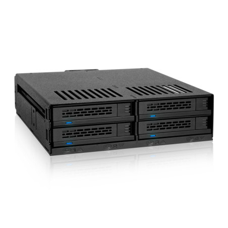 Icy Dock Rack Mobile/backplane Cage/boitier de Rack pour 4 x SSD/HDD 2.5" SATA/SAS Hot Swap dans 1 Baie de 5.25" (Installation s