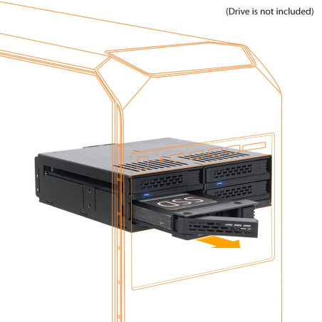 Icy Dock Rack Mobile/backplane Cage/boitier de Rack pour 4 x SSD/HDD 2.5" SATA/SAS Hot Swap dans 1 Baie de 5.25" (Installation s