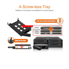 Icy Dock Rack Mobile/backplane Cage/boitier de Rack pour 4 x SSD/HDD 2.5" SATA/SAS Hot Swap dans 1 Baie de 5.25" (Installation s