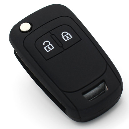 Finest-Folia - Coque en silicone OE pour clé de voiture à 2 boutons Noir