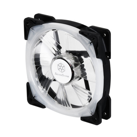 SilverStone SST-FW123-RGB - Série FW Ventilateur 120mm PWM, lame transparente avec cadre noir, roulement à billes, LED RGB