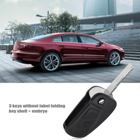 OTOTEC Coque de clé à distance pliable à 3 boutons avec clé vierge vierge compatible avec télécommande KA - Accessoires de recha