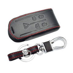 Happyit Cas de Couverture de Clé de Voiture en Cuir Porte-clés pour Jaguar XK XF XJ8 XK8 XRR 2007-2011 2012 2013