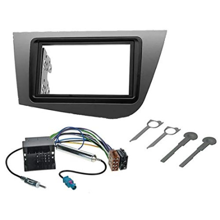 Sound-way Kit Montage Cadre de Radio Adaptateur Autoradio 2 DIN Compatible avec Seat Leon 2005-2012