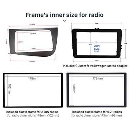 Sound-way Kit Montage Cadre de Radio Adaptateur Autoradio 2 DIN Compatible avec Seat Leon 2005-2012
