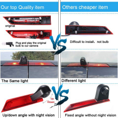 HD Auto Haut Lampe Freinage lumière Vue arrière Caméra de recul Peut Ajuster l'angle Vision Nocturne Compatible avec Ford Transi