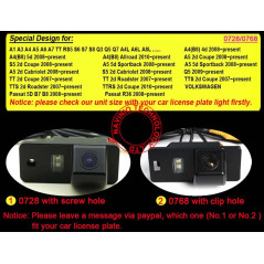 Kalakass Caméra de Recul Voiture en Couleur Caméra Imperméable IP67 avec 170° Large Angle Vision Nocturne pour A3 A4 A5 A6 A8 Q3