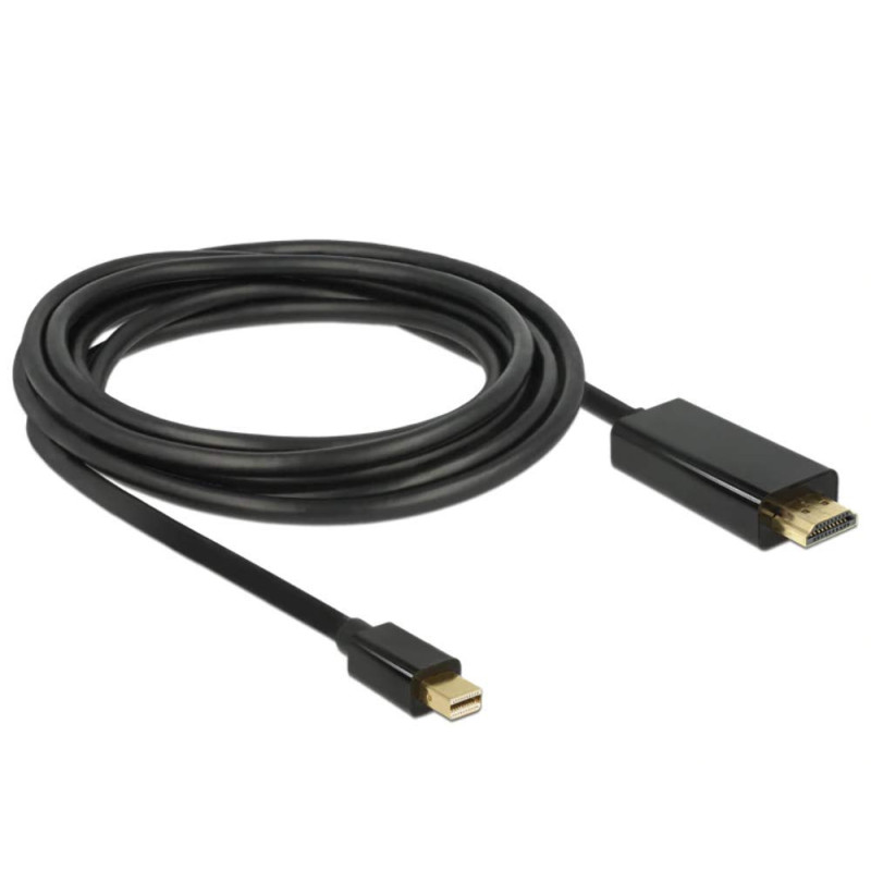 Delock Câble Prise Mini DisplayPort 1.1 mâle vers HDMI A (Full HD, 1920 x 1080, 1 m pour Apple Noir