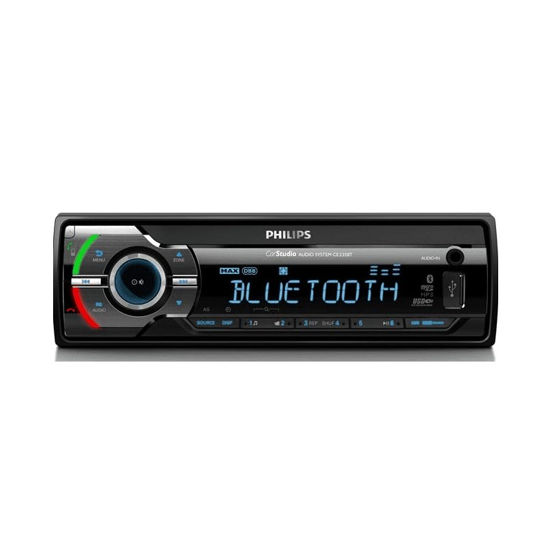 Philips CE235BT Autoradio Voiture Bluetooth 1 DIN sans Lecteur CD – Kit Mains Libres, Lecteur MP3, USB, SDHC, Égaliseur, Radio F Philips CE235BT Autoradio Voiture Bluetooth 1 DIN sans Lecteur CD – Kit Mains Libres, Lecteur MP3, USB, SDHC, Égaliseur, Radio F