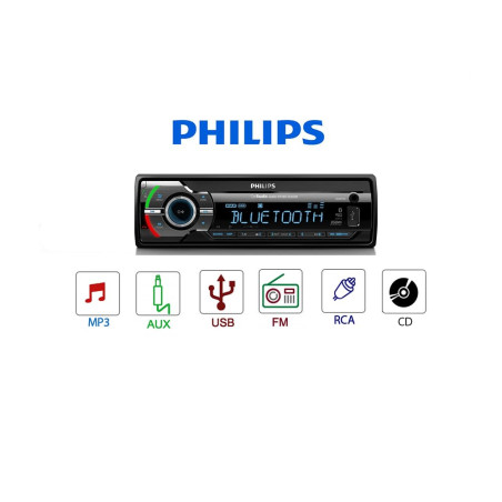 Philips CE235BT Autoradio Voiture Bluetooth 1 DIN sans Lecteur CD – Kit Mains Libres, Lecteur MP3, USB, SDHC, Égaliseur, Radio F