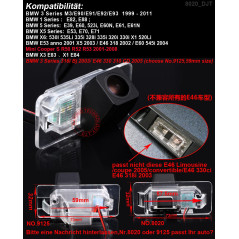 Navinio Caméra De Recul Couleur Vision Nocturne Voiture Camion Replacement for BMW 1 Series E82 3 Series E46 E90 E91 5 Series E3
