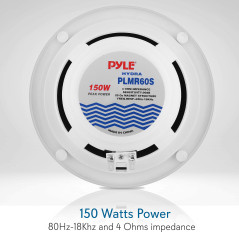 Enceintes marines doubles Pyle 6,5" - Système audio stéréo extérieur 2 voies étanche et résistant aux intempéries avec 150 watts