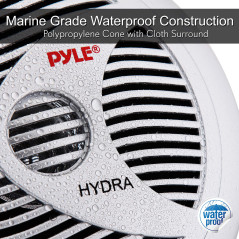 Enceintes marines doubles Pyle 6,5" - Système audio stéréo extérieur 2 voies étanche et résistant aux intempéries avec 150 watts