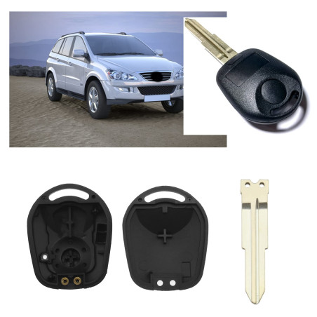 EMSea 2pcs Coque de Clé à Distance de Voiture 1 Bouton Compatible avec Actyon SUV Kyron Rexton Boîtier de Couverture Boîtier de