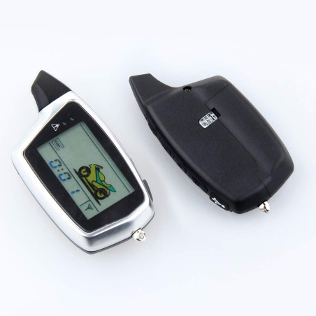 EASYGUARD EM212 Système d'alarme 2 voies pour moto avec écran LCD Pager Émetteur rechargeable Capteur de choc intégré et capteur